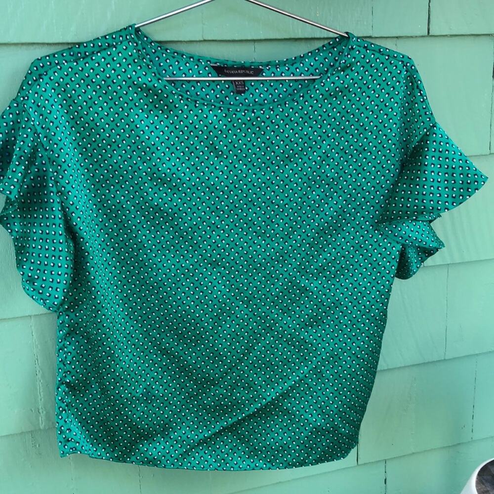 Banana Republic, green and black spots shirt